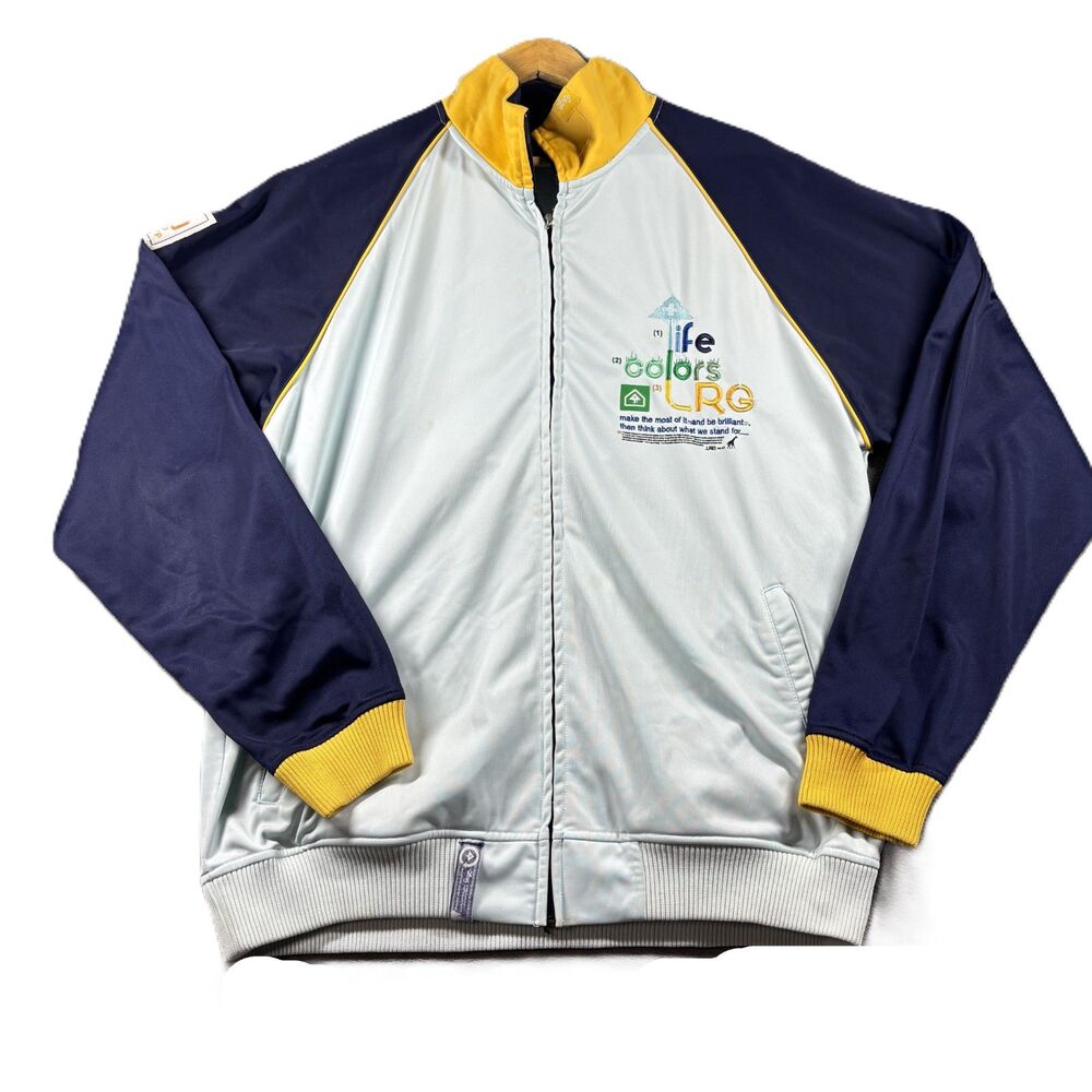 LRG Vintage Y2K Men Track Jacket Embroidered Color Block Full Zip Streetwear 2XL